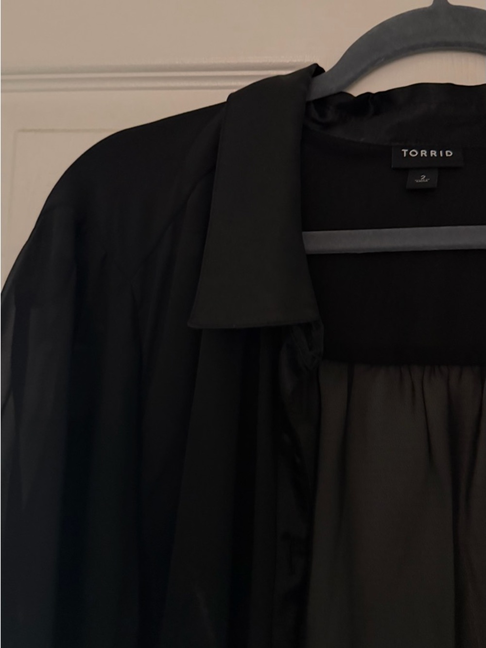 torrid Black Sheer Button-Front Blouse - Picture 6 of 7